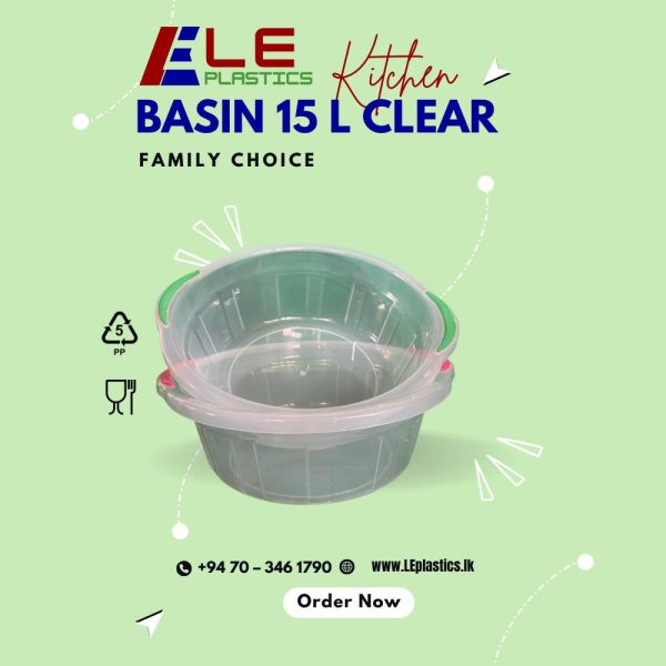 LE_Basin_15L_Clear1 Water Basin 15 Liter (Clear)